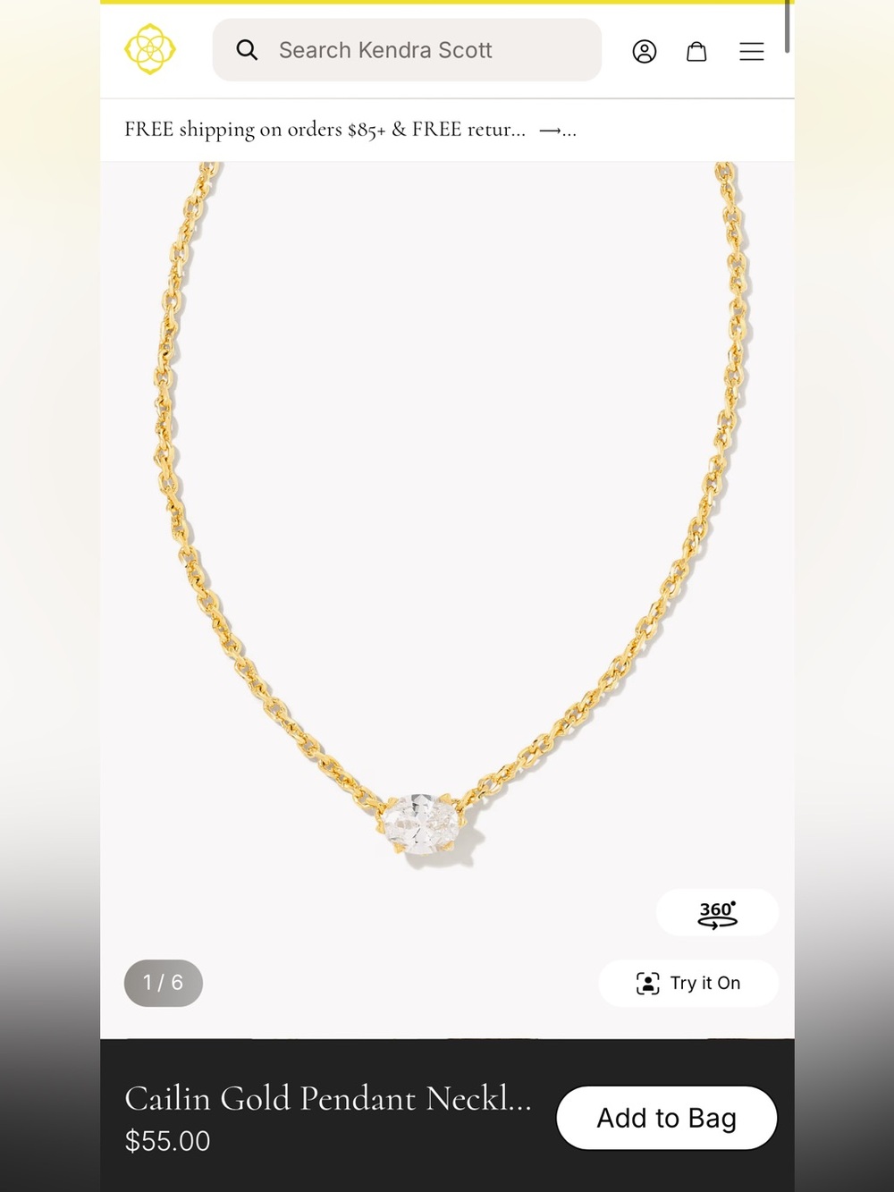 Kendra Scott Gold Chain Necklace with Clear Pendant